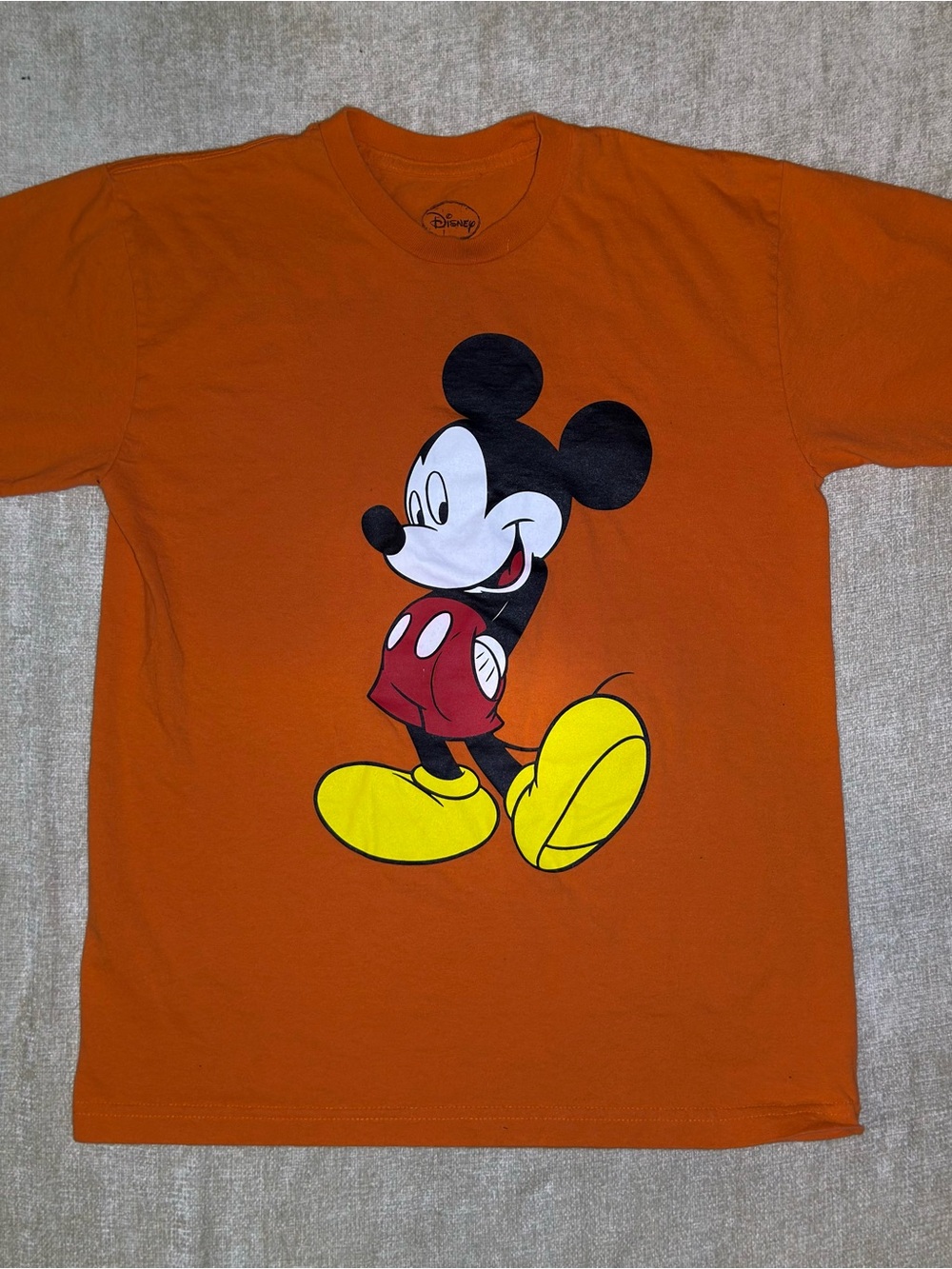Disney Mickey Mouse Graphic Tee Orange Men’s Large Casual Streetwear Shirt